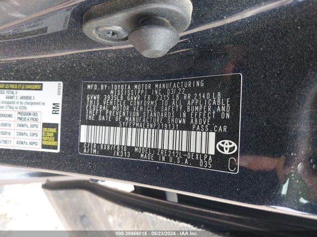 Toyota COROLLA LE 2022 5YFEPMAE8NP319131 Image 9