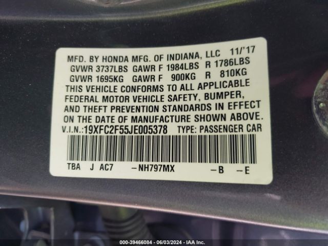 19XFC2F55JE005378 Honda Civic Lx