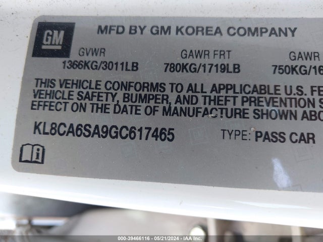 Chevrolet Spark Ls Manual 2016 KL8CA6SA9GC617465 Image 9