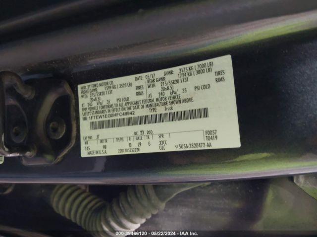 1FTEW1EG0HFC49942 Ford F-150 Platinum