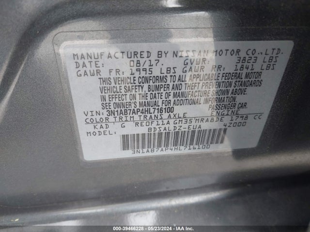 Nissan SENTRA SV 2017 3N1AB7AP4HL716100 Image 9