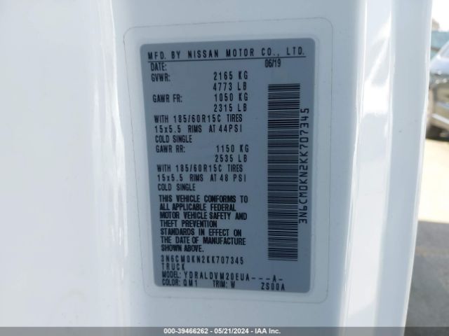 3N6CM0KN2KK707345 Nissan Nv200 S