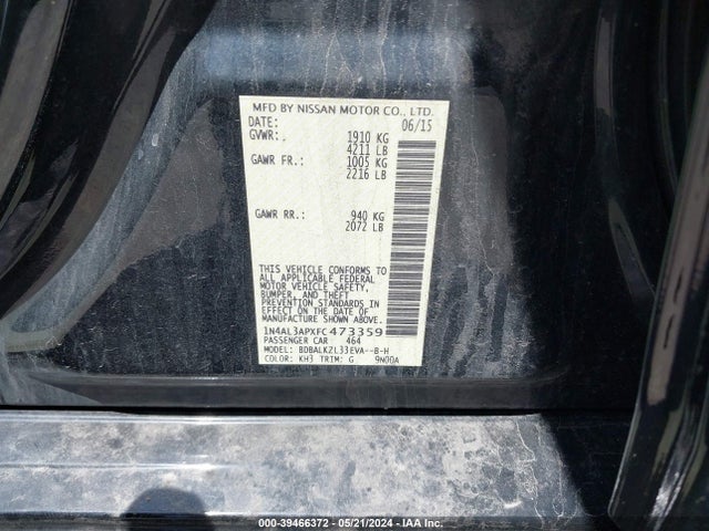 Nissan Altima 2.5 Sv 2015 1N4AL3APXFC473359 Image 9