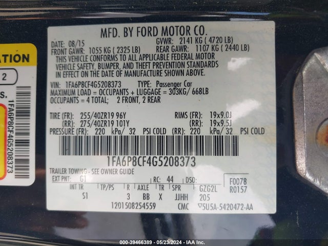 Ford Mustang Gt Premium 2016 1FA6P8CF4G5208373 Image 9