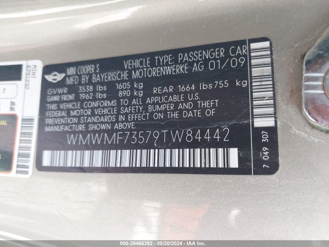 2009 MINI COOPER S WMWMF73579TW84442 Photo 8