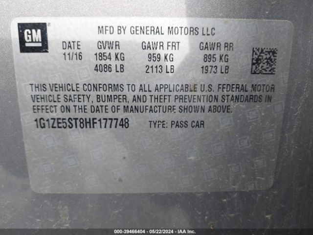1G1ZE5ST8HF177748 Chevrolet MALIBU 1LT