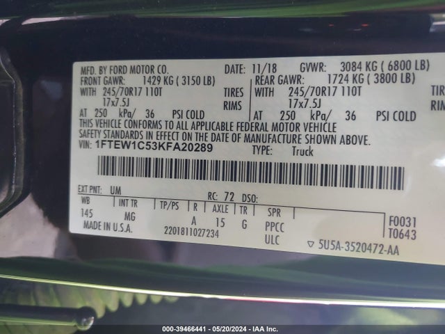 Ford F-150 Xlt 2019 1FTEW1C53KFA20289 Image 9