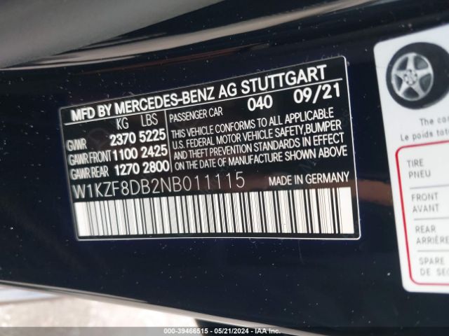 W1KZF8DB2NB011115 Mercedes-Benz E 350