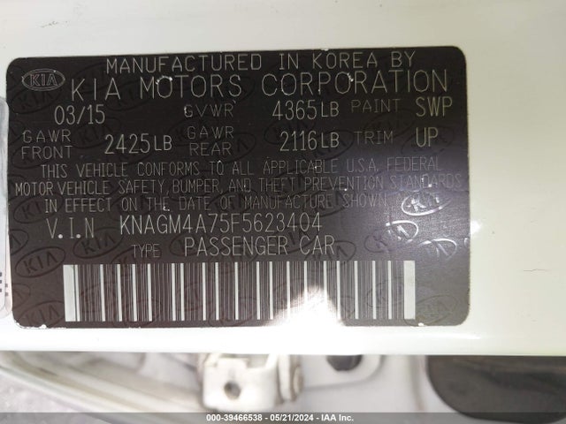 KIA Optima Lx 2015 KNAGM4A75F5623404 Image 9