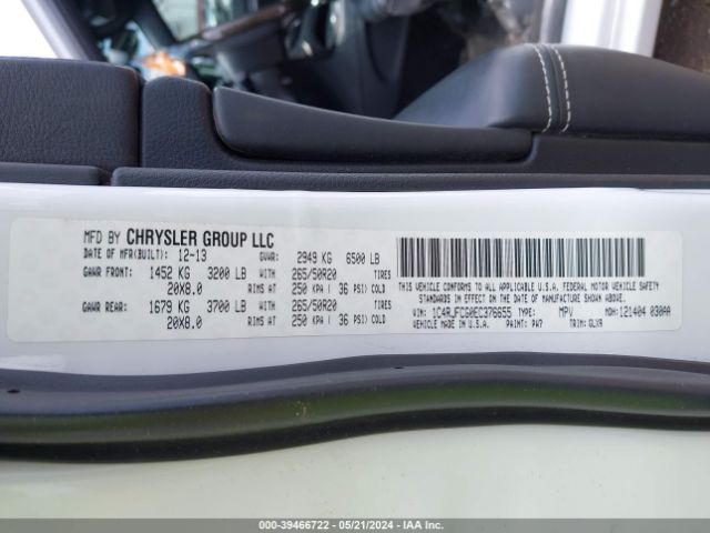 1C4RJFCG0EC376655 Jeep Grand Cherokee Overland