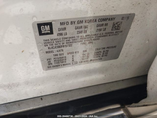 KL4CJCSB2FB157322 Buick Encore Leather
