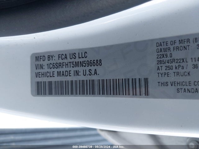 RAM 1500 Limited  4x4 5'7 Box 2021 1C6SRFHT5MN596688 Image 9