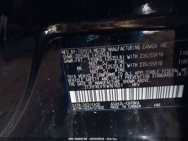 Toyota Rav4 Limited 2015 2T3YFREV1FW161651 Image 9