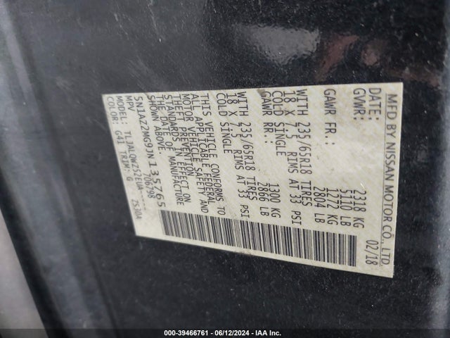 Nissan MURANO SV 2018 5N1AZ2MG9JN135765 Image 9