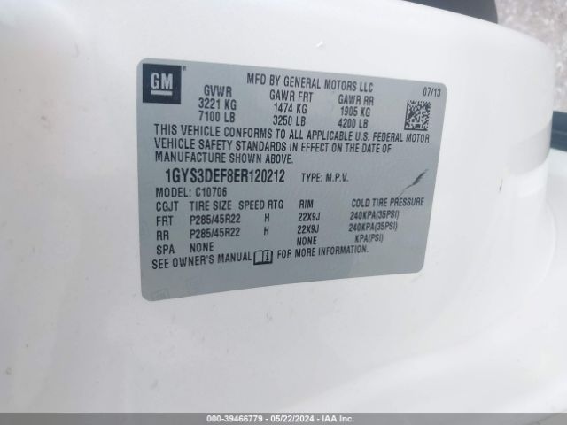 1GYS3DEF8ER120212 Cadillac Escalade Platinum