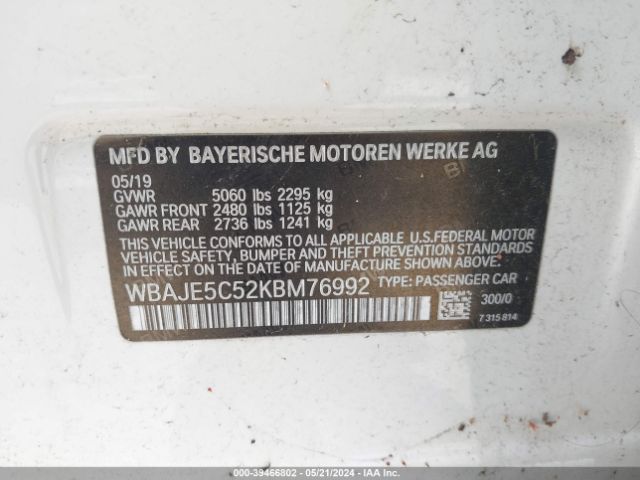 WBAJE5C52KBM76992 BMW 540I