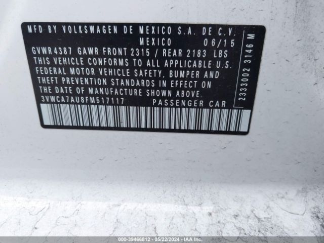 3VWCA7AU8FM517117 Volkswagen Golf Sportwagen Tdi S 4-door