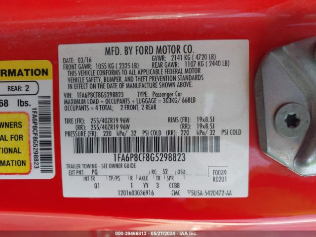 1FA6P8CF8G5298823 Ford MUSTANG GT
