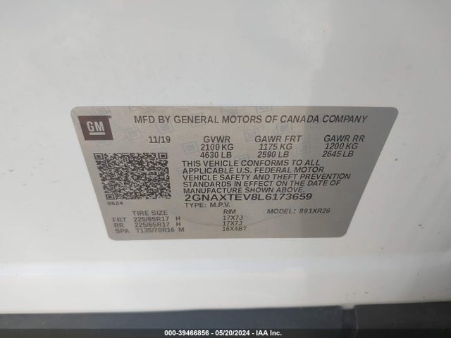 Chevrolet Equinox Awd 2fl 2020 2GNAXTEV8L6173659 Image 9