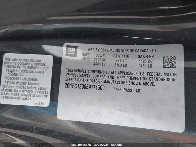 Chevrolet Camaro 2lt 2014 2G1FC1E36E9171500 Image 9