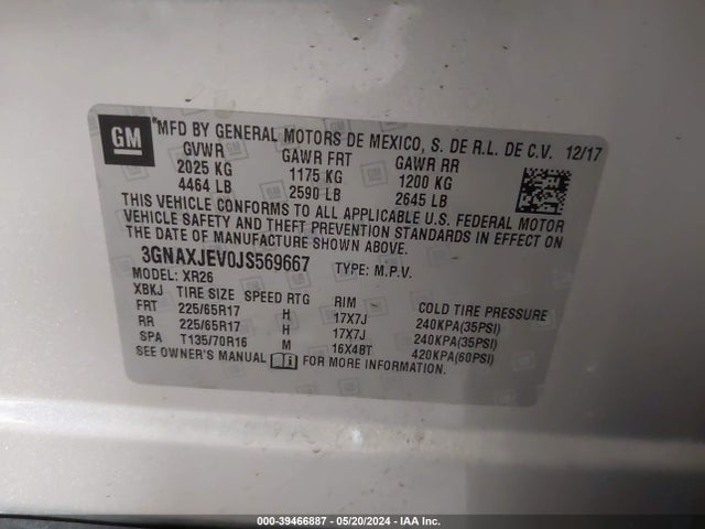 Chevrolet EQUINOX LT 2018 3GNAXJEV0JS569667 Image 9