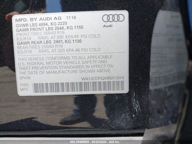 WA1JCCFS2HR011914 Audi Q3 2.0t Premium