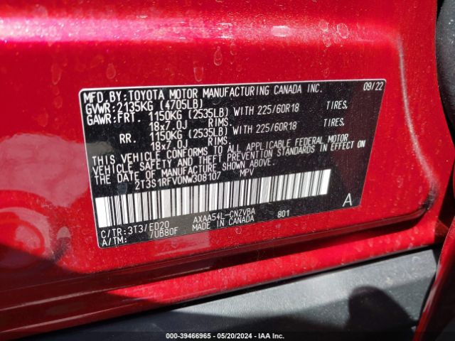 2T3S1RFV0NW308107 Toyota Rav4 Trd Off Road