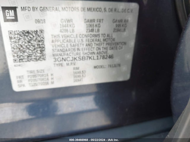 Chevrolet TRAX LS 2019 3GNCJKSB7KL178246 Image 9