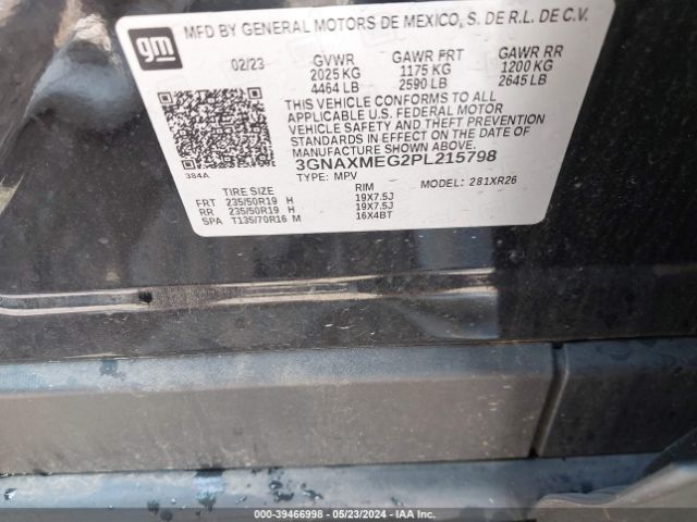 3GNAXMEG2PL215798 Chevrolet Equinox Fwd Rs