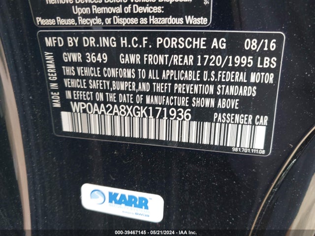 2016 PORSCHE CAYMAN WP0AA2A8XGK171936 Photo 8