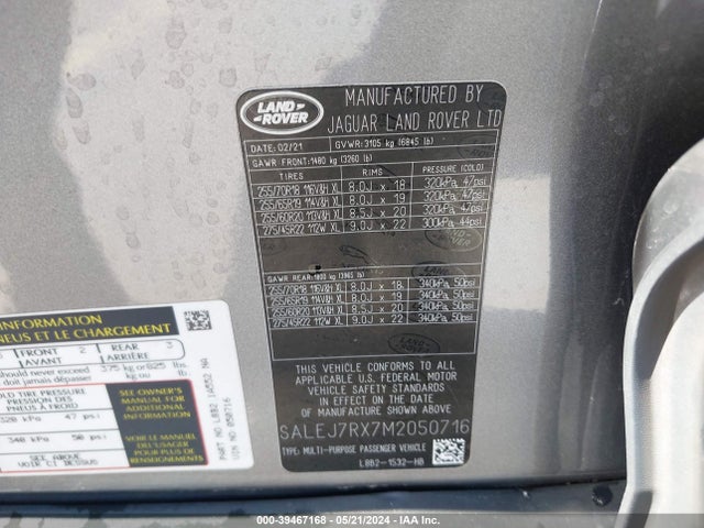 SALEJ7RX7M2050716 Land Rover Defender 110 S