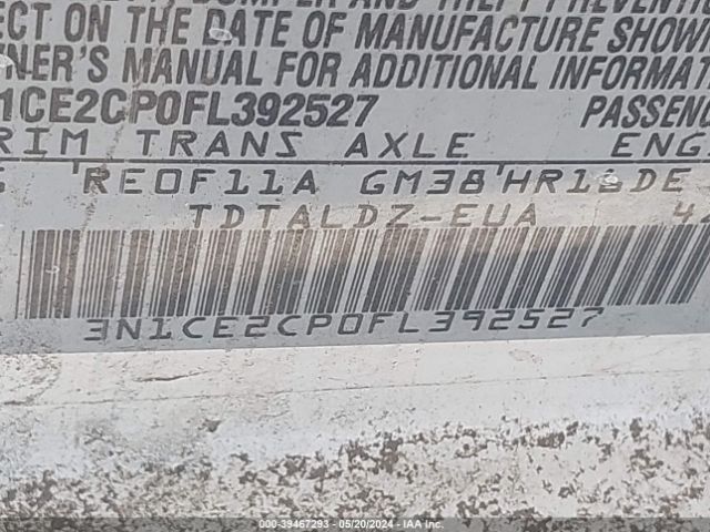 3N1CE2CP0FL392527 Nissan Versa Note S (sr)/s Plus/sl/sr/sv