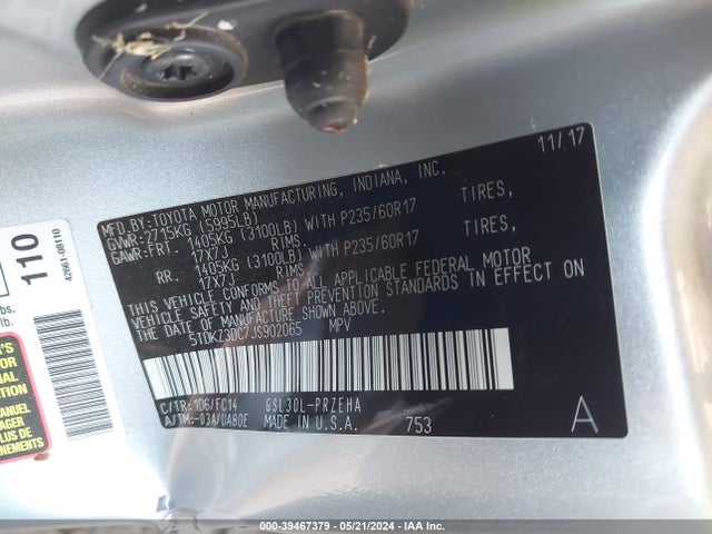 Toyota Sienna Le 8 Passenger 2018 5TDKZ3DC7JS902065 Image 9