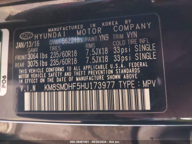 Hyundai Santa Fe Se 2017 KM8SMDHF5HU173977 Image 9