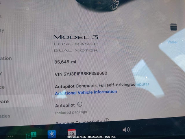Tesla Model 3 Long Range/performance 2019 5YJ3E1EB8KF388680 Image 7