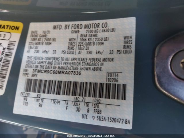 3FMCR9C68MRA07836 Ford Bronco Sport Outer Banks