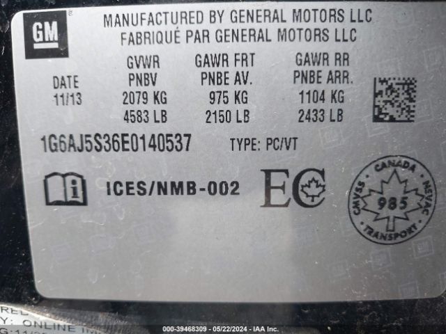 1G6AJ5S36E0140537 Cadillac Ats Performance
