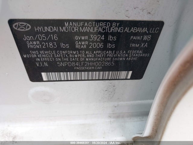Hyundai ELANTRA SE 2017 5NPD84LF2HH002865 Image 9