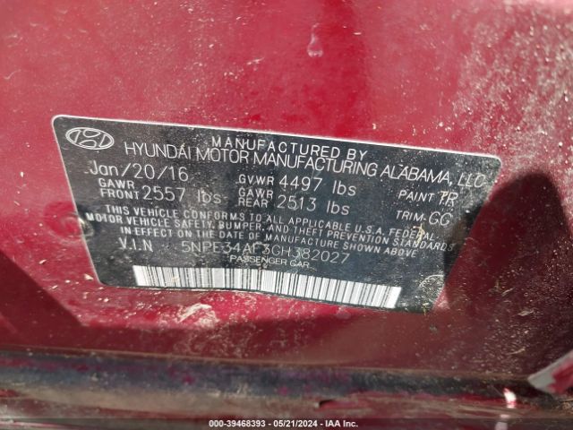 5NPE34AF3GH382027 Hyundai Sonata Sport