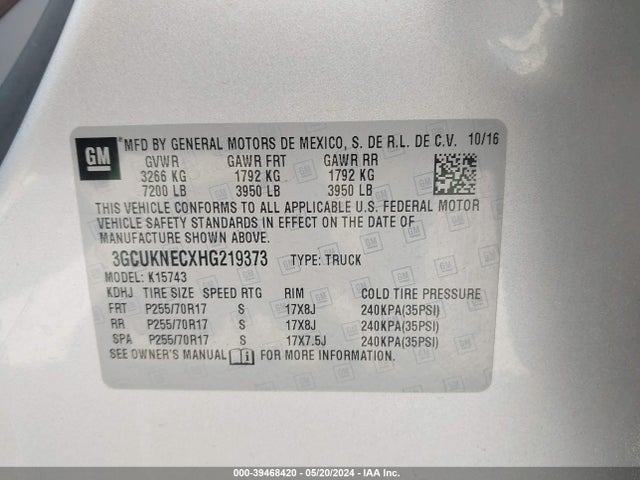 Chevrolet Silverado 1500 Ls 2017 3GCUKNECXHG219373 Image 9