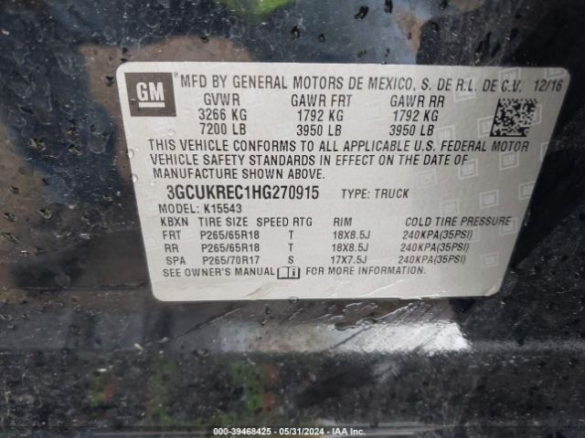 3GCUKREC1HG270915 Chevrolet Silverado 1500 1lt