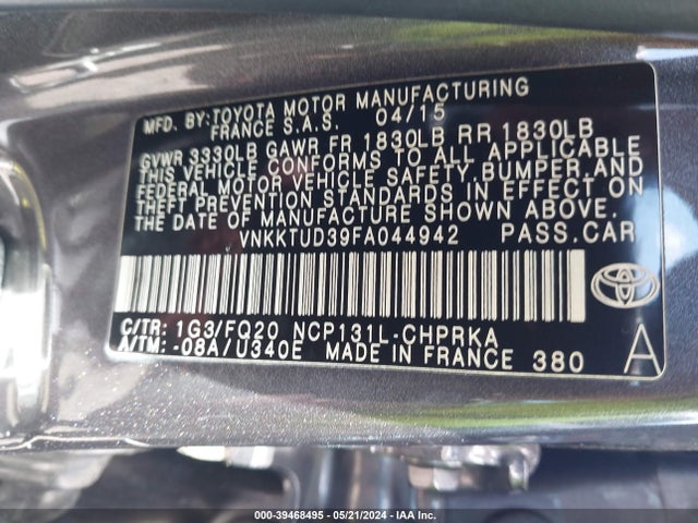 VNKKTUD39FA044942 Toyota YARIS L