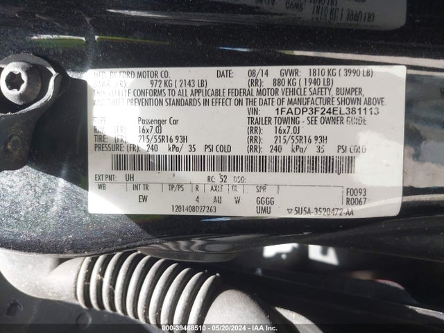 Ford FOCUS SE 2014 1FADP3F24EL381113 Image 9