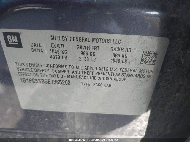 Chevrolet Cruze 1lt Auto 2014 1G1PC5SB5E7365203 Image 9
