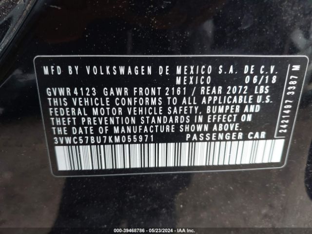 3VWC57BU7KM055971 Volkswagen Jetta 1.4t R-line/1.4t S/1.4t Se