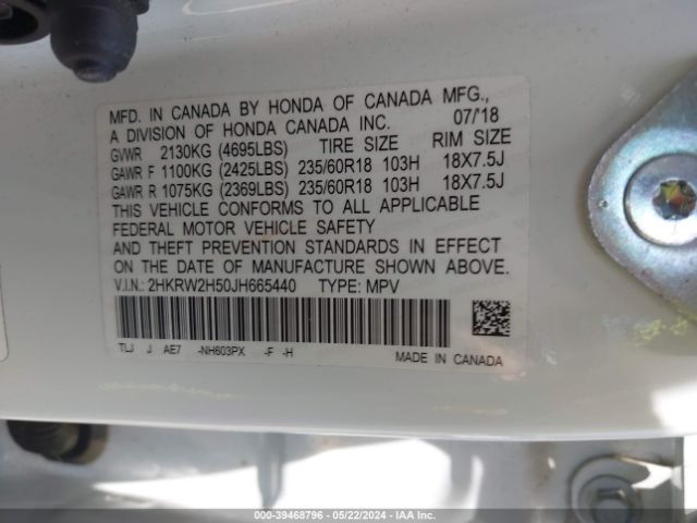 2HKRW2H50JH665440 Honda CR-V EX