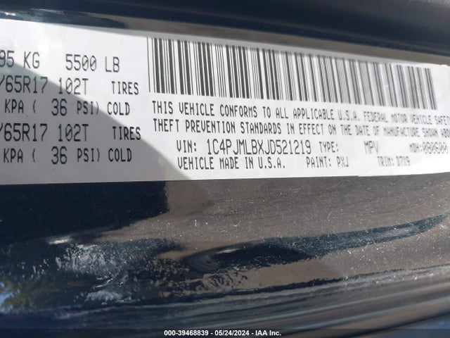 1C4PJMLBXJD521219 Jeep Cherokee Latitude Plus 4x4