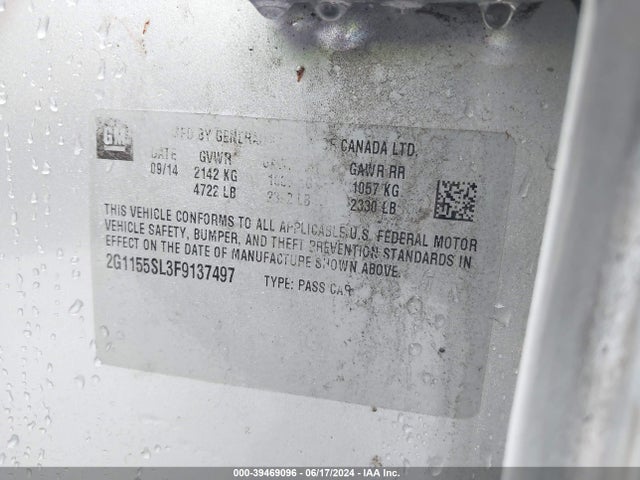 Chevrolet Impala 1lz 2015 2G1155SL3F9137497 Image 9