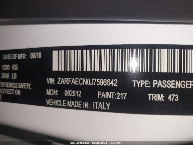 ZARFAECN0J7596642 Alfa Romeo Giulia Ti Sport Rwd