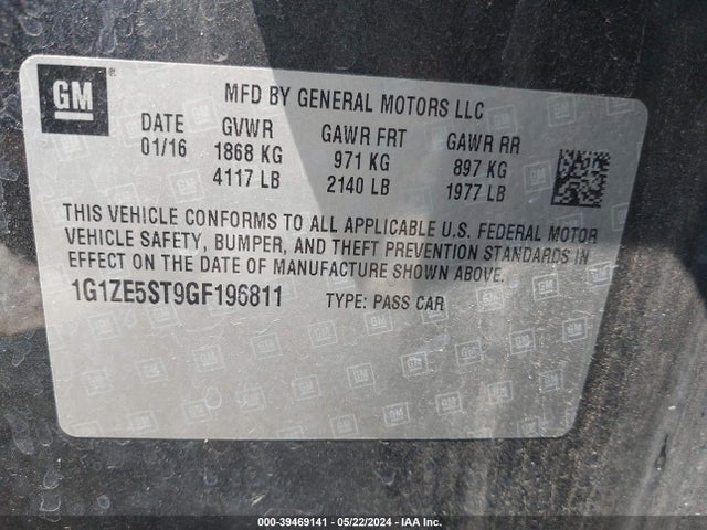 Chevrolet MALIBU 1LT 2016 1G1ZE5ST9GF196811 Image 9